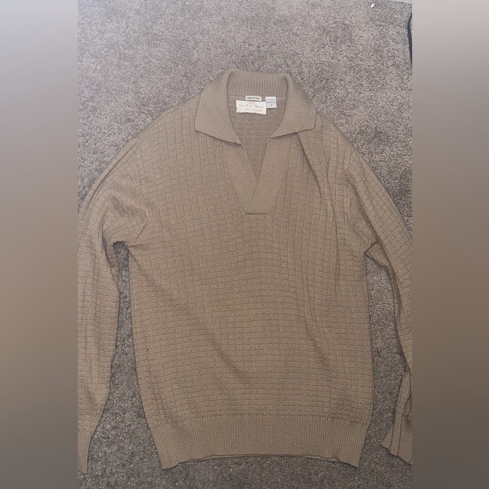 Countess Mara Men’s Italian Wool Blend Textured Polo Sweater –Made in Italy